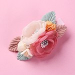 Hårklips med blomster/roser - mørk rosa/ivory/ peach (M18)